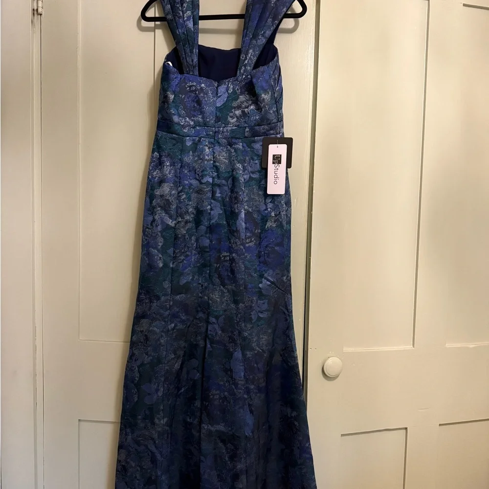 Azazie Navy Floral Maxi Dress - Picture 2 of 5